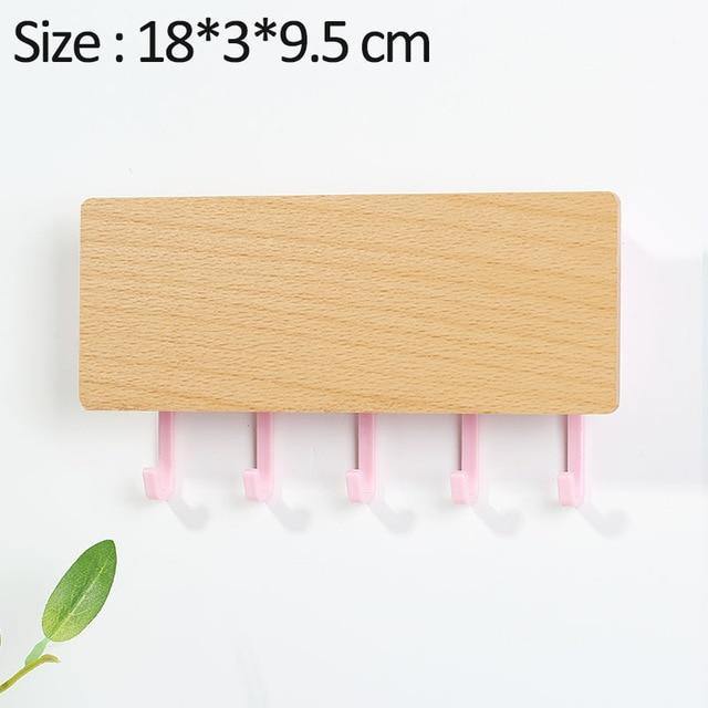 Wall-Mounted Wooden Storage Rack Key Hanger