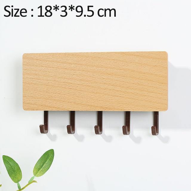 Wall-Mounted Wooden Storage Rack Key Hanger