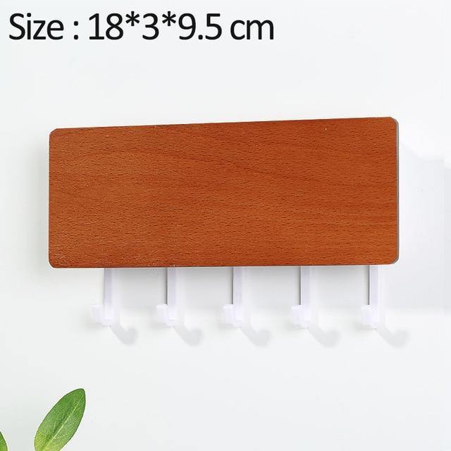 Wall-Mounted Wooden Storage Rack Key Hanger
