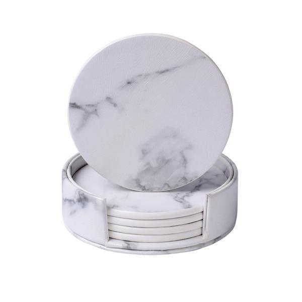 Marbled Vegan Leather Coasters