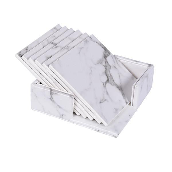 Marbled Vegan Leather Coasters