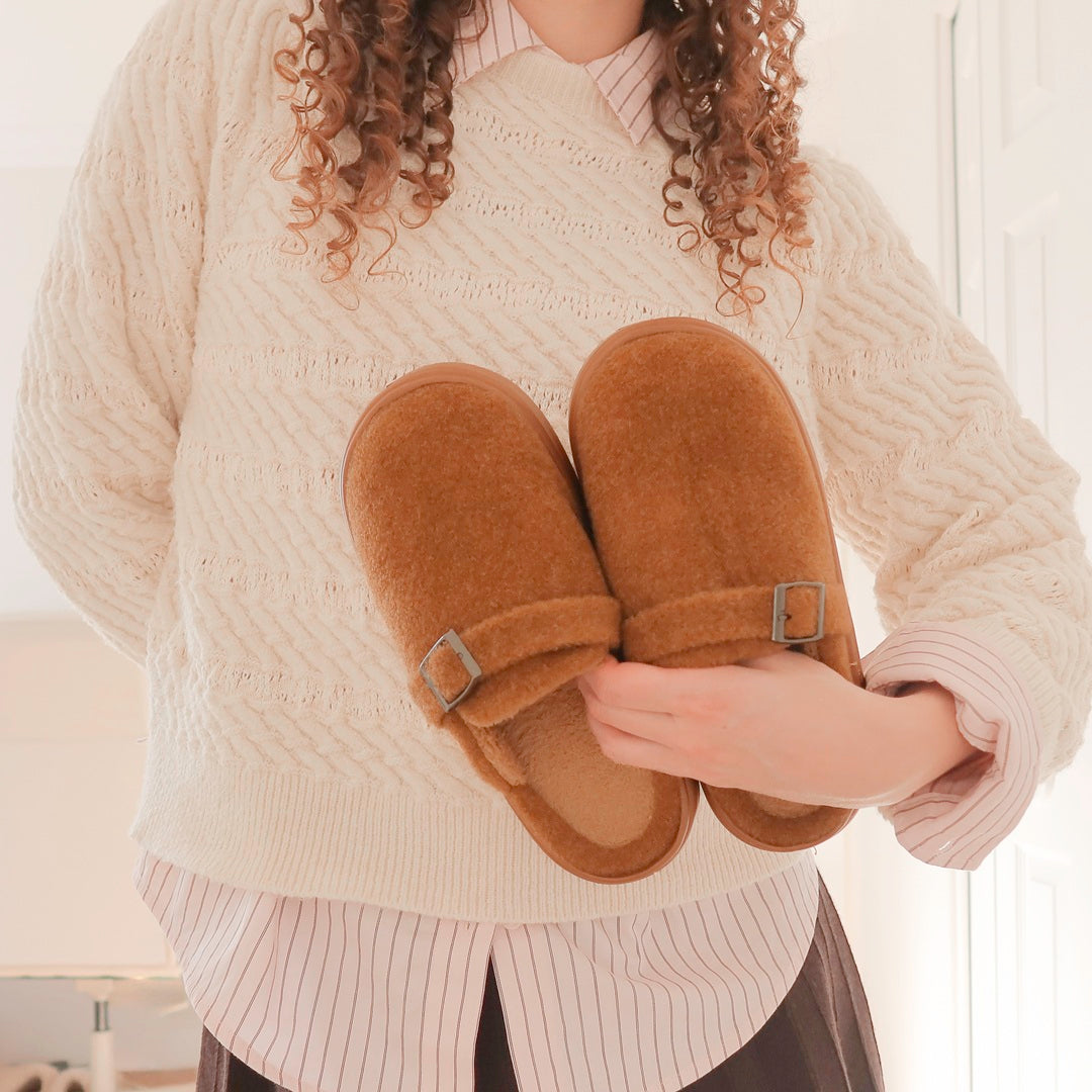 Ava Fuzzy Platform Slippers