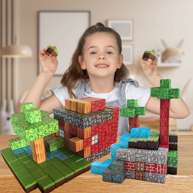 מיינקראפט - משחק מגנטים איכותי - 100 חלקים