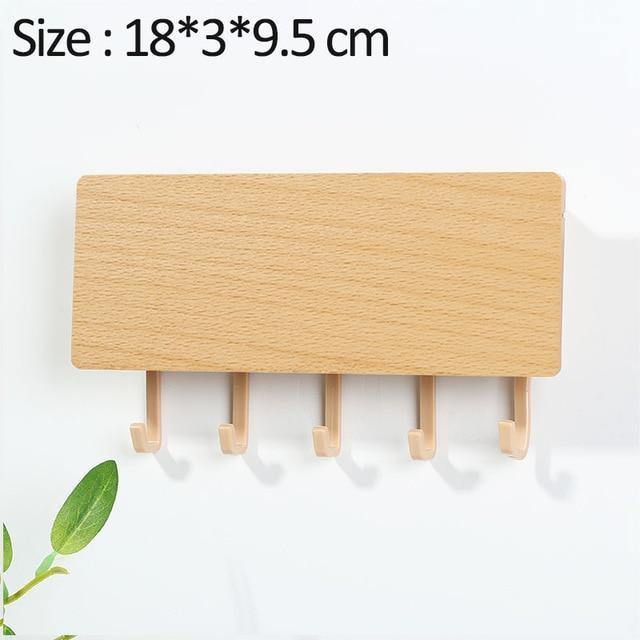 Wall-Mounted Wooden Storage Rack Key Hanger