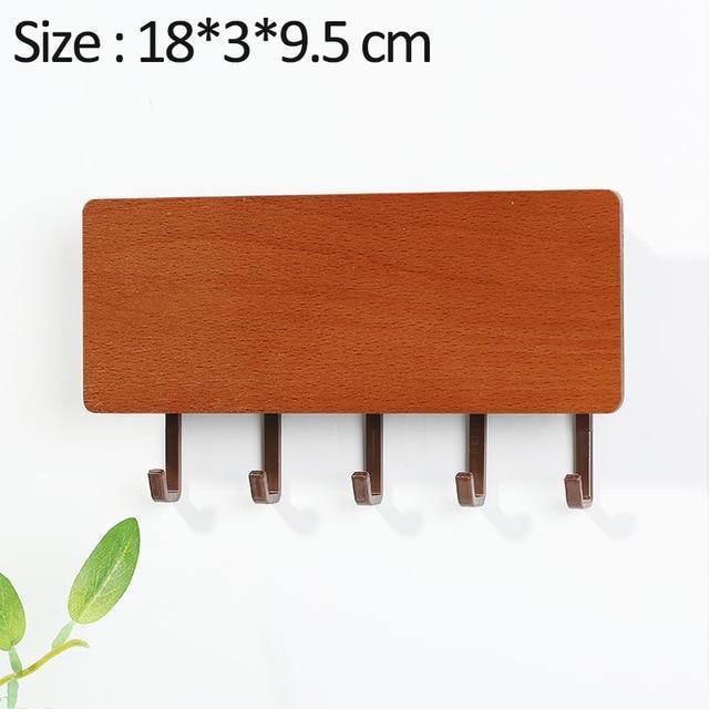 Wall-Mounted Wooden Storage Rack Key Hanger