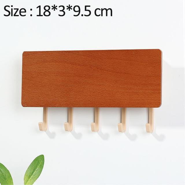 Wall-Mounted Wooden Storage Rack Key Hanger